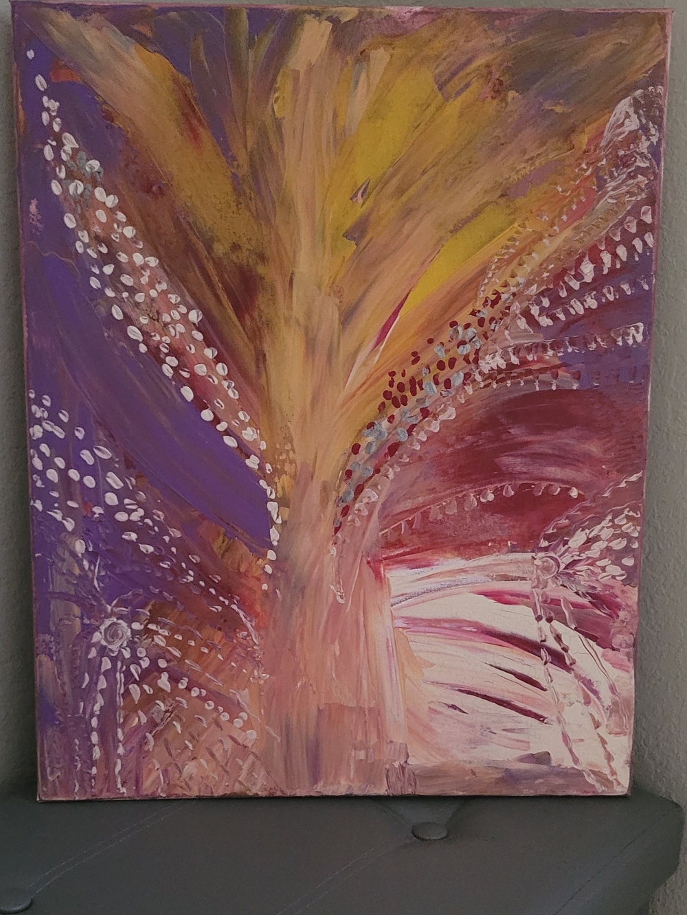 Abstract Floral Burst Canvas Wall Art - Purple, Pink & Yellow